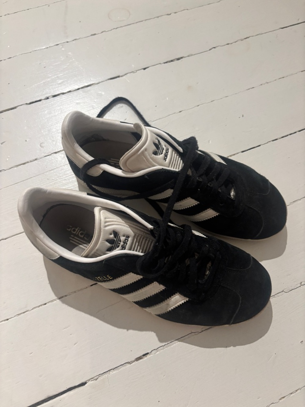 adidas Black and White Gazelle Suede Sneakers - Picture 2 of 5